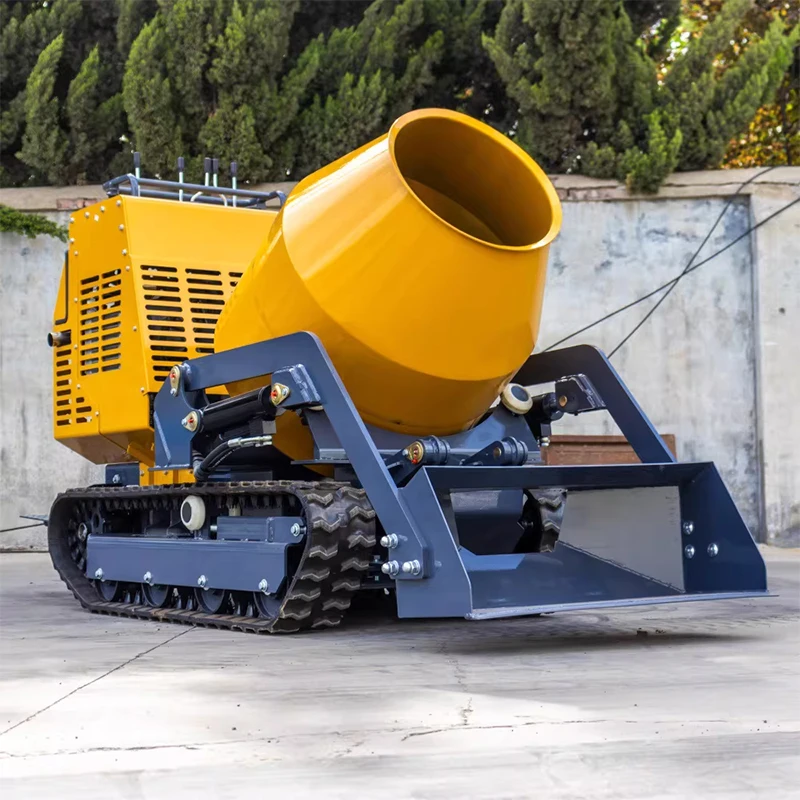 Construction Site Concrete Mixing Tracked Drum Concrete Mixer Tracked Dump Truck Self Assembly Concrete Machinery