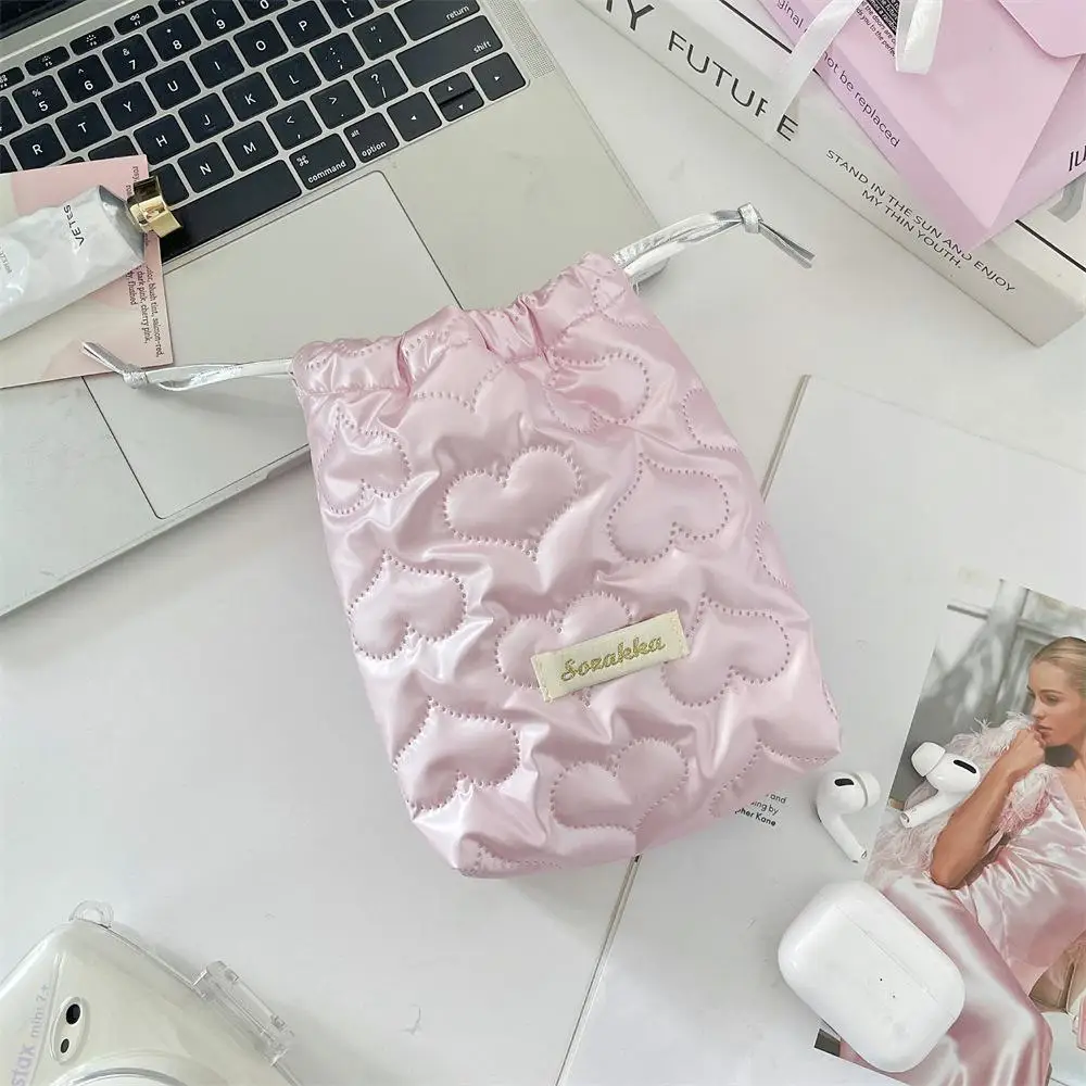 Cordão carteira de viagem portátil chaves bolsa caso da câmera macio anti queda saco de maquiagem fones de ouvido feminino saco de armazenamento coração presentes