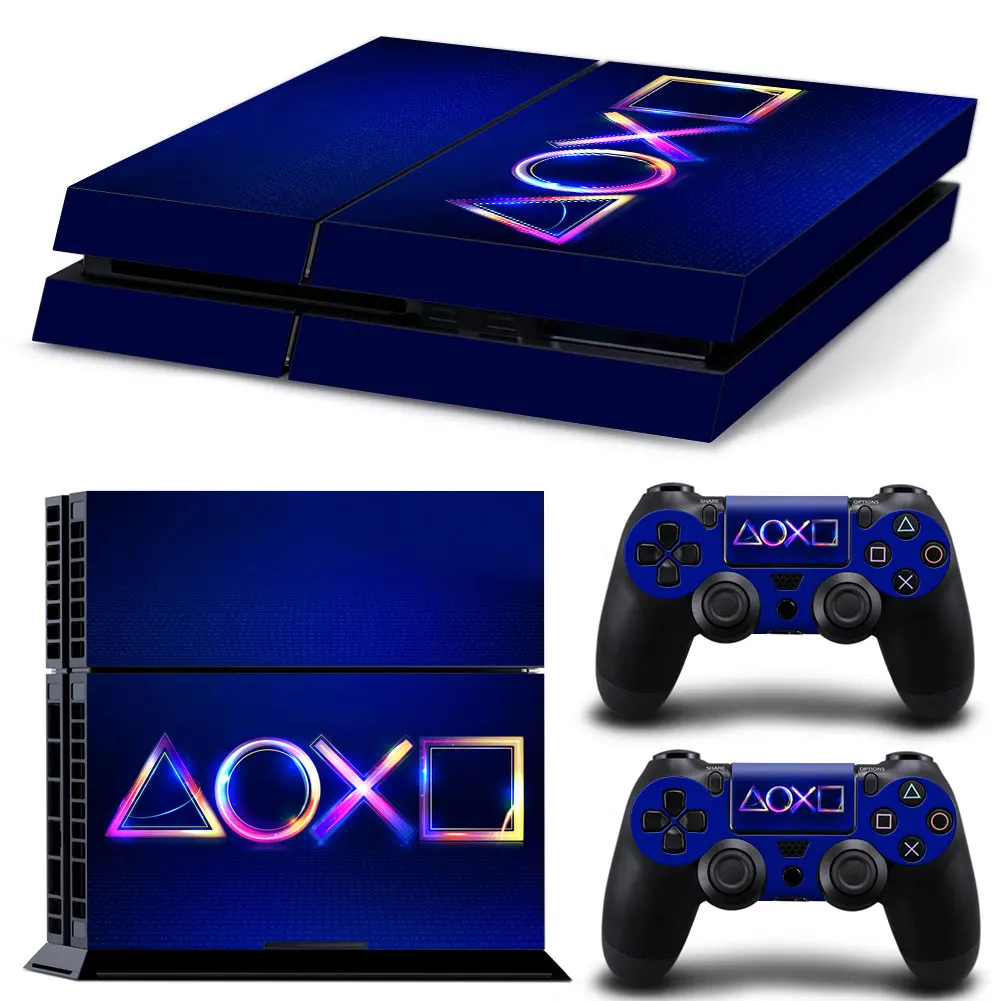 ل PS4 وحدة التحكم و 2 تحكم الجلد ملصقا PS4 الهندسة تصميم واقية غطاء لصائق مجموعة كاملة