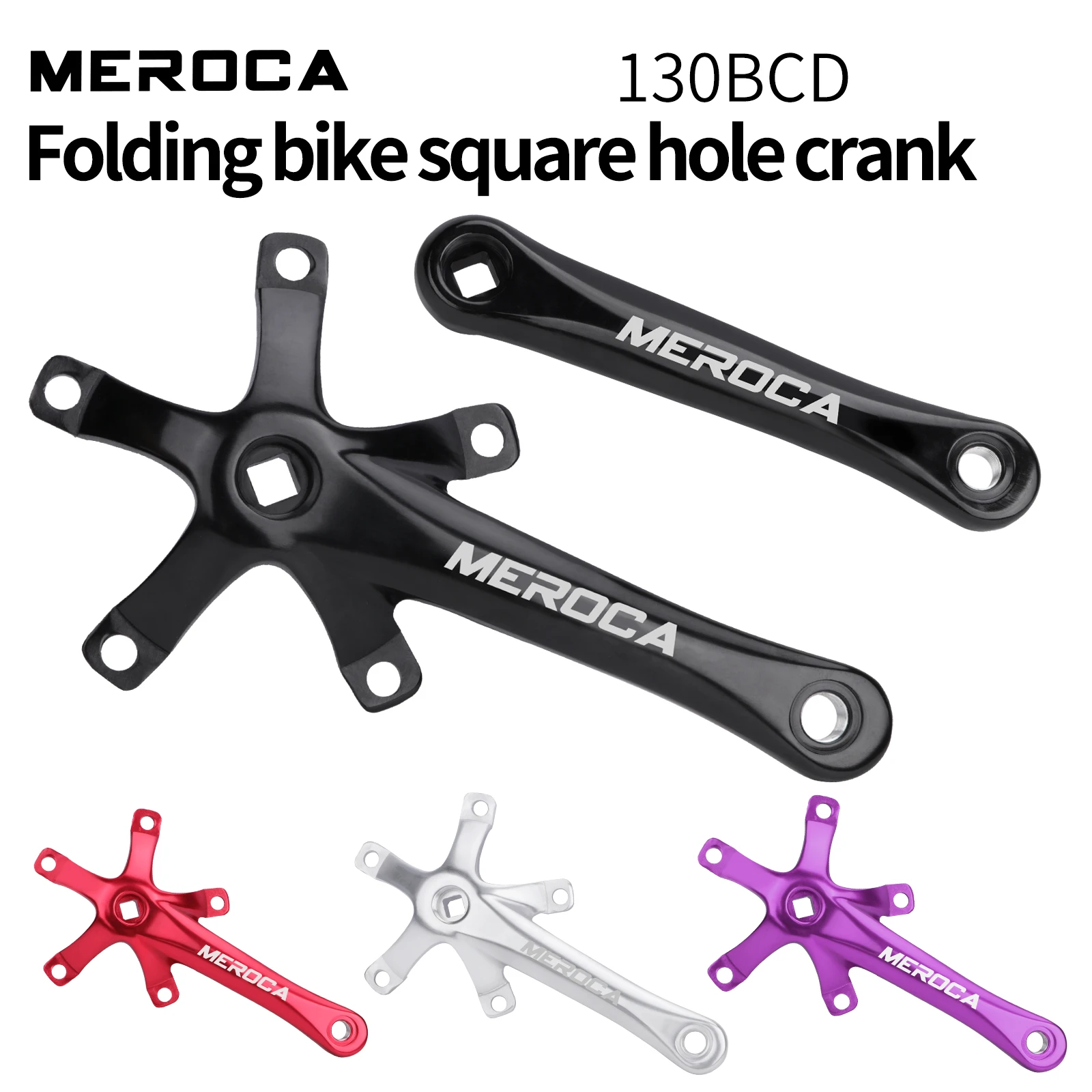 MEROCA Folding Bicycle Crankset Wide and Narrow Teeth 130BCD Chainring 45/47/53/56/58T Square Hole 170mm 130BCD 5claw Crank