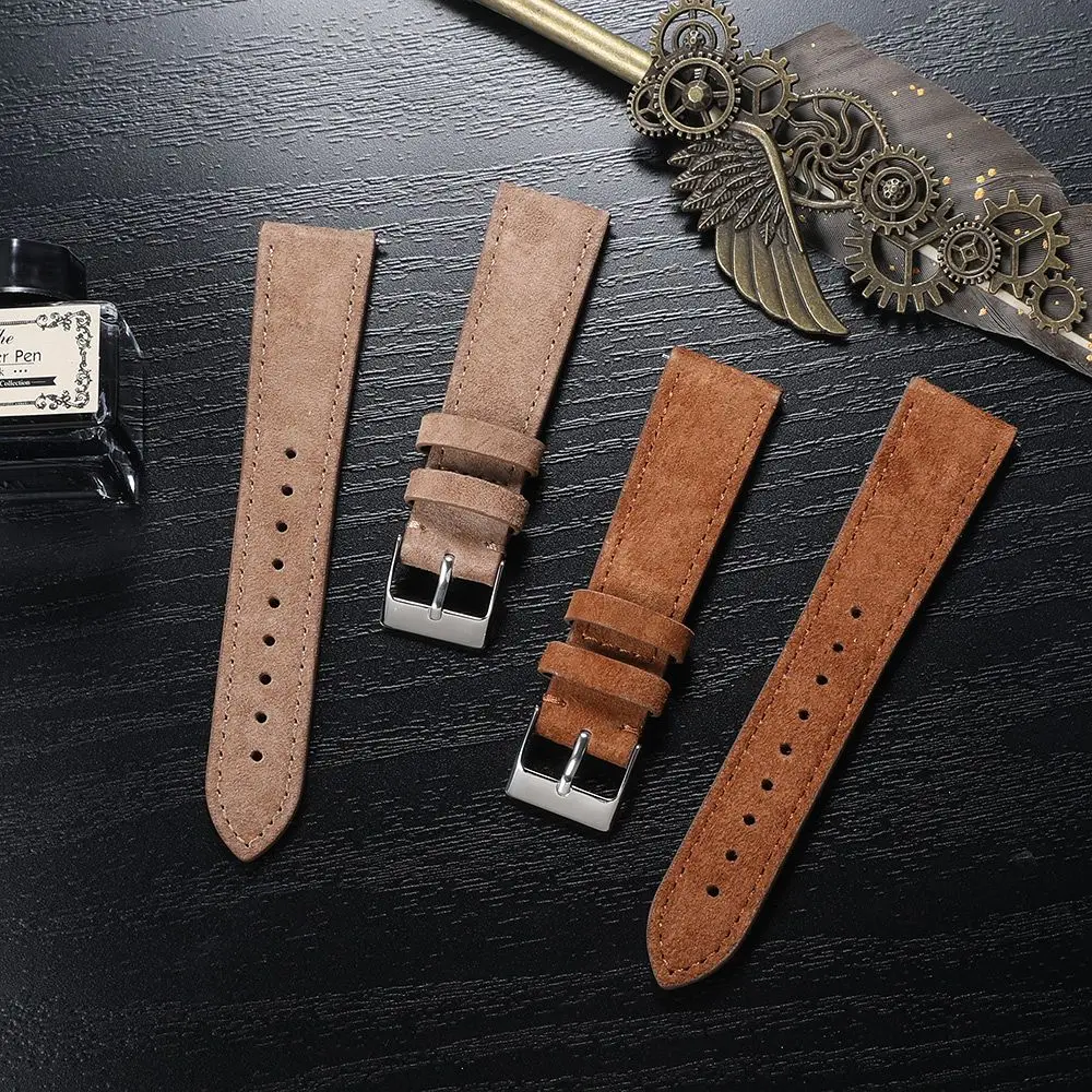 Quality Smooth Suede Watch Strap 18mm 20mm 22mm Genuine Leather Vintage Watchband Quick Release Band