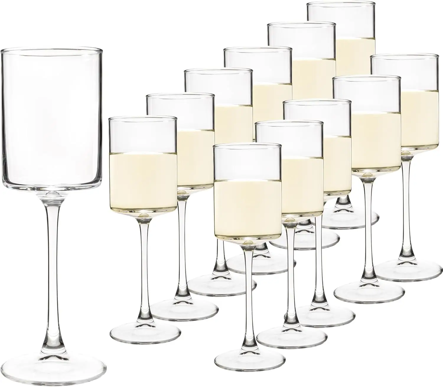 

10 oz Square Wine Glasses Set of 12, Long Stem Wine Glass for White & Red Wine, Modern Glasses Set, Gifts for Wedding, A