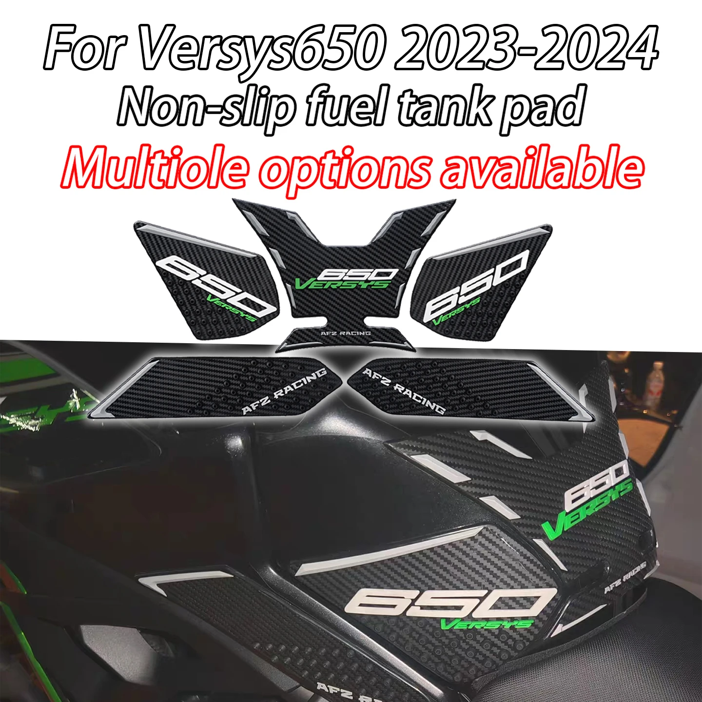

Для Kawasaki Versys650 Versys650 Adventure 2023-2024: 3D-накладки на бак с защитой от скольжения, устойчивые к царапинам боковые наклейки, противоскользящие накладки на бак (Tank Grip)