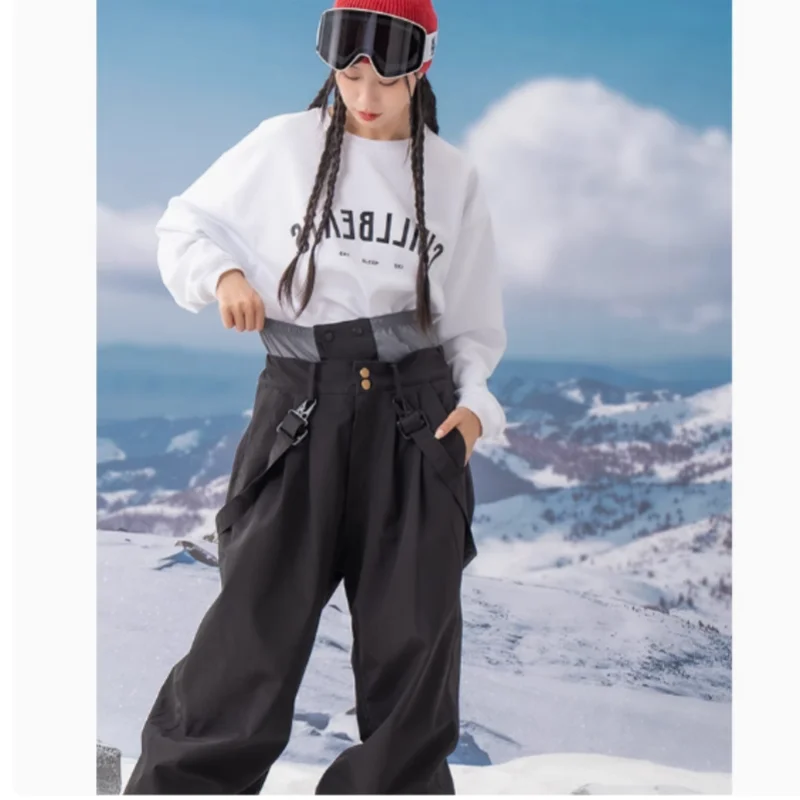 JOHN Outdoor donna bavaglini da sci pantaloni invernali da uomo antivento pantaloni da Snowboard Mountain Loose vestiti da neve maschili pantaloni da neve impermeabili