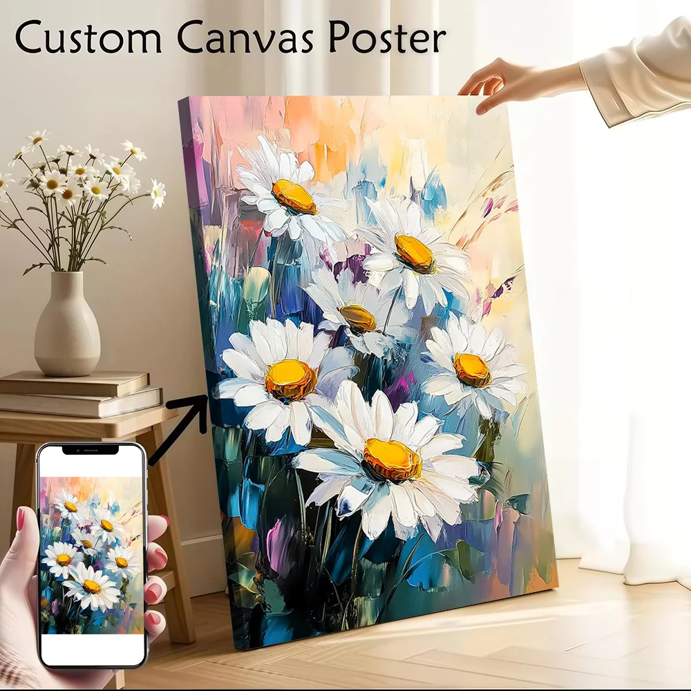 Daisy Bouquet Painting Canvas Wall Arts Poster Customizable Pictures Printing for Room Art Mural Modern Home Decorations Bedroom