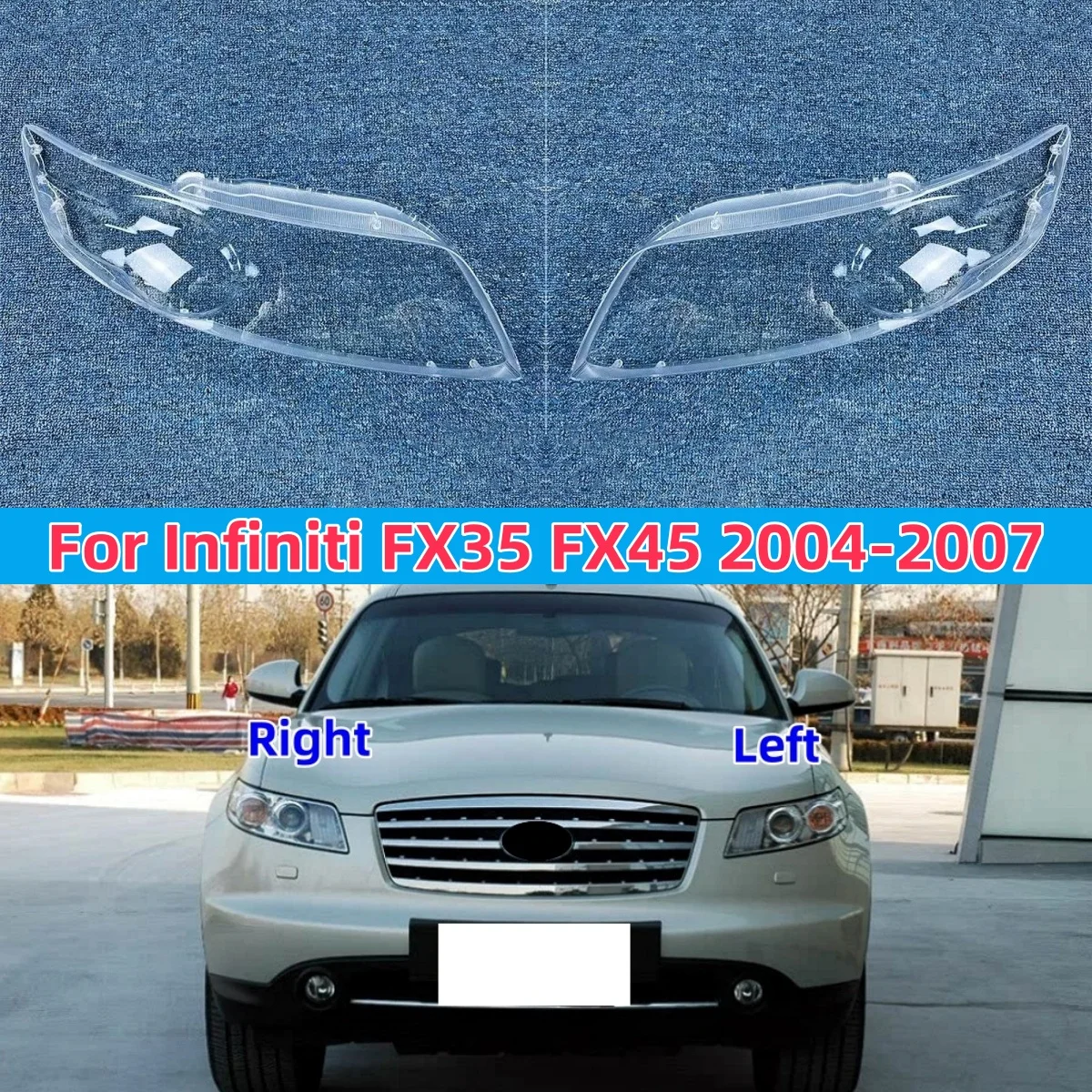 

For Infiniti FX35 FX45 2004 2005 2006 2007 Headlights Lens Cover Headlamp Glass Lamp Shell Transparent Lampshade Head Light Mask