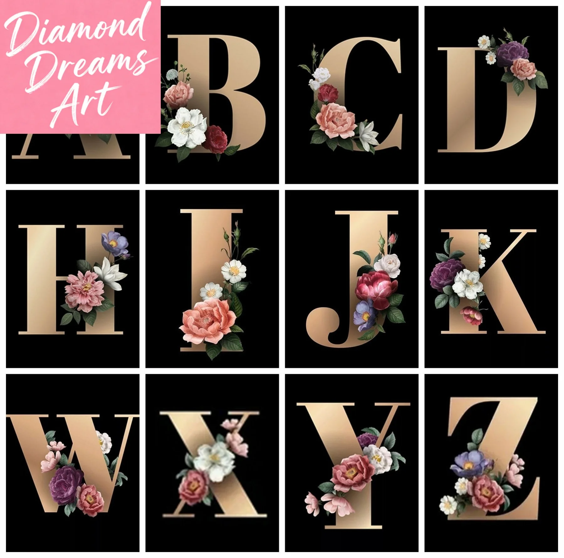 Frameless, Diamond Painting Kit Cartoon Letter 5D DIY Diamond Embroidery Cross Stitch Text Rhinestones Mosaic Wall Art