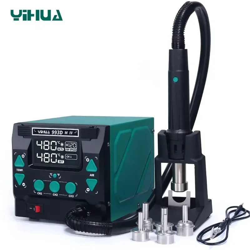 TLF YIHUA 813 Portable 3 Machines Combination Repair Set Phone Laptop Repair DC Power Supply Hot Air Soldering Station