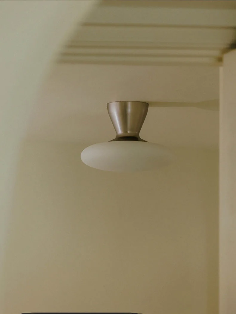 Silver Metal White Glass Ceiling Light G4 Bulb