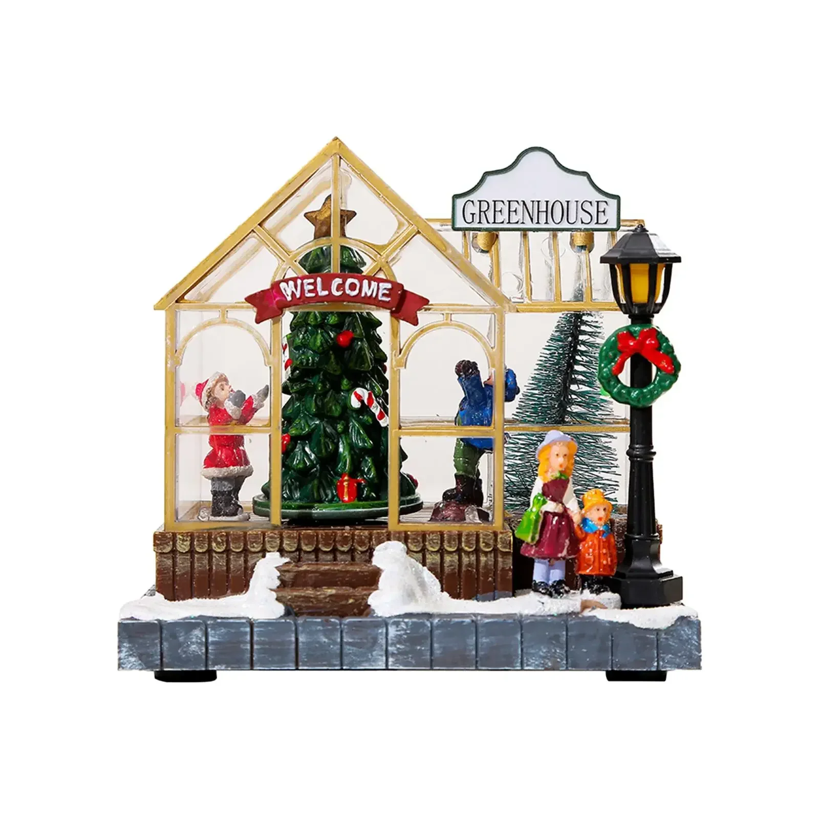 Christmas Scene Village Houses Collectible Buildings LED Tabletop Xmas House for Bedroom Indoor Living Room Desk Xmas Party