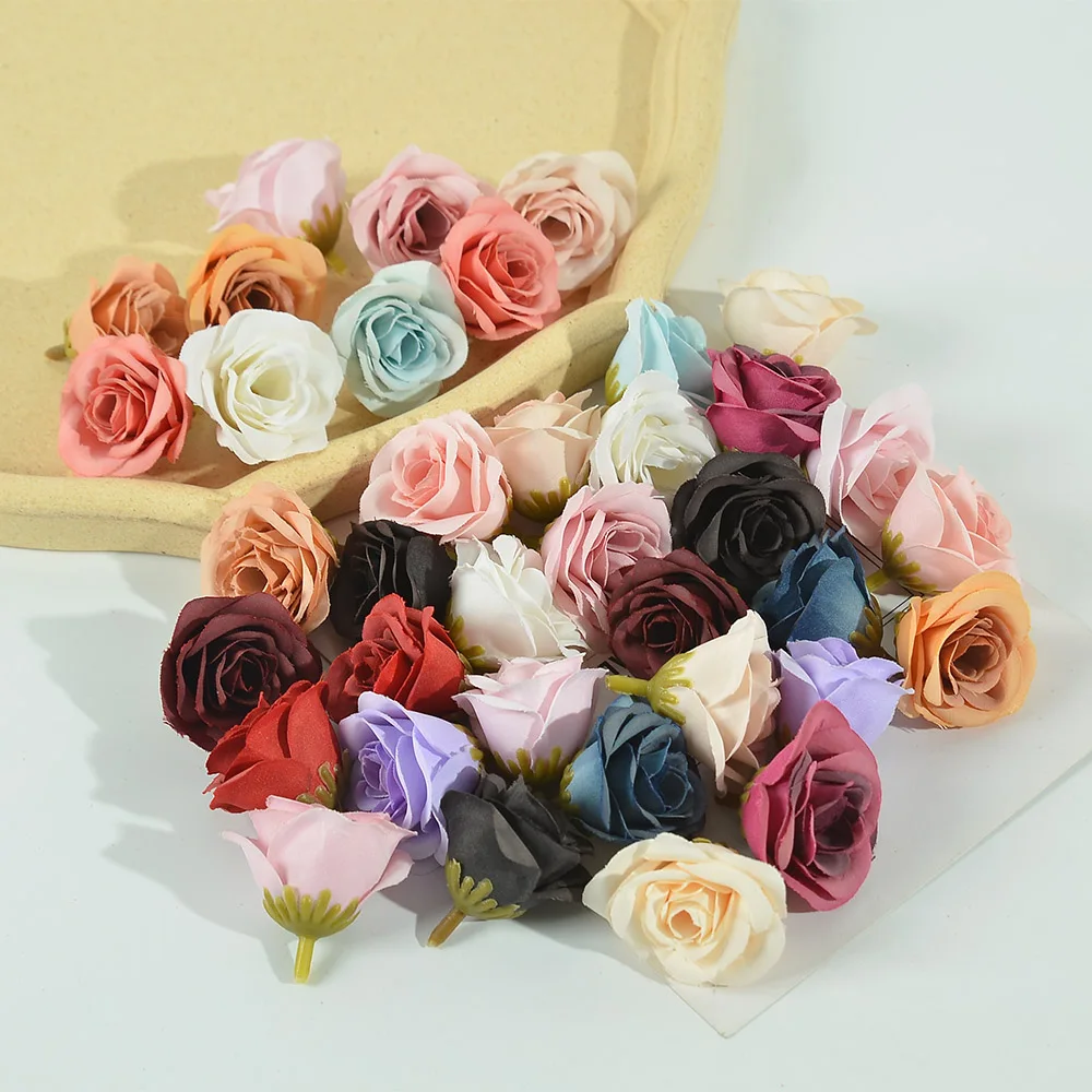 10/30Pcs Mini Rose Artificial Flower Heads For Home Wedding Christmas Decoration DIY Handcraft Garland Accessories Scrapbooking