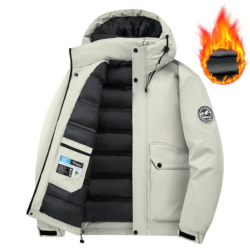 

Men's Winter Cotton Jaet Coat Hooded Thiened Outdoor Casual Warm Upper Apparel Large Size Mid-Youth Faionable