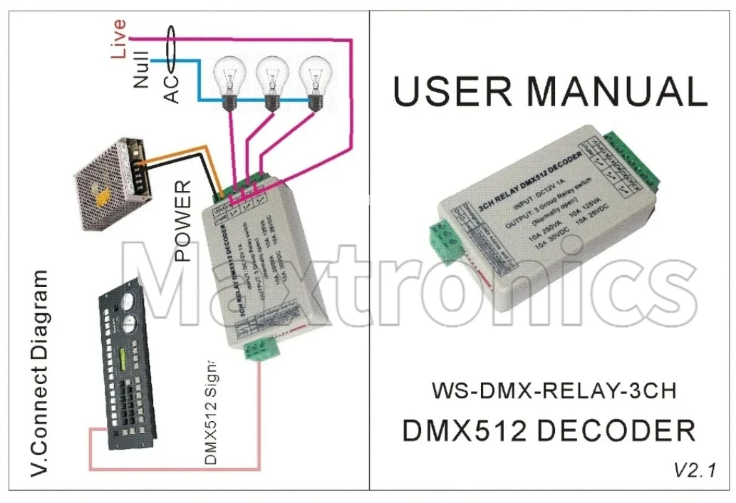 3CH DMX512 LED تحكم WS-DMX-RELAY-3CH 3 قناة DMX512 الإخراج 3 مجموعة التبديل DC12V 10A * 3CH التتابع باهتة لمصباح الفتيل