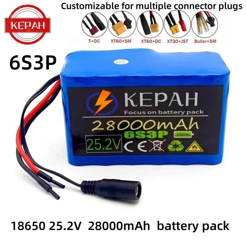 25.2V 28.0Ah 6s3p 18650 baterai lithium 25.2V 28000mAh kemasan baterai lithium-ion