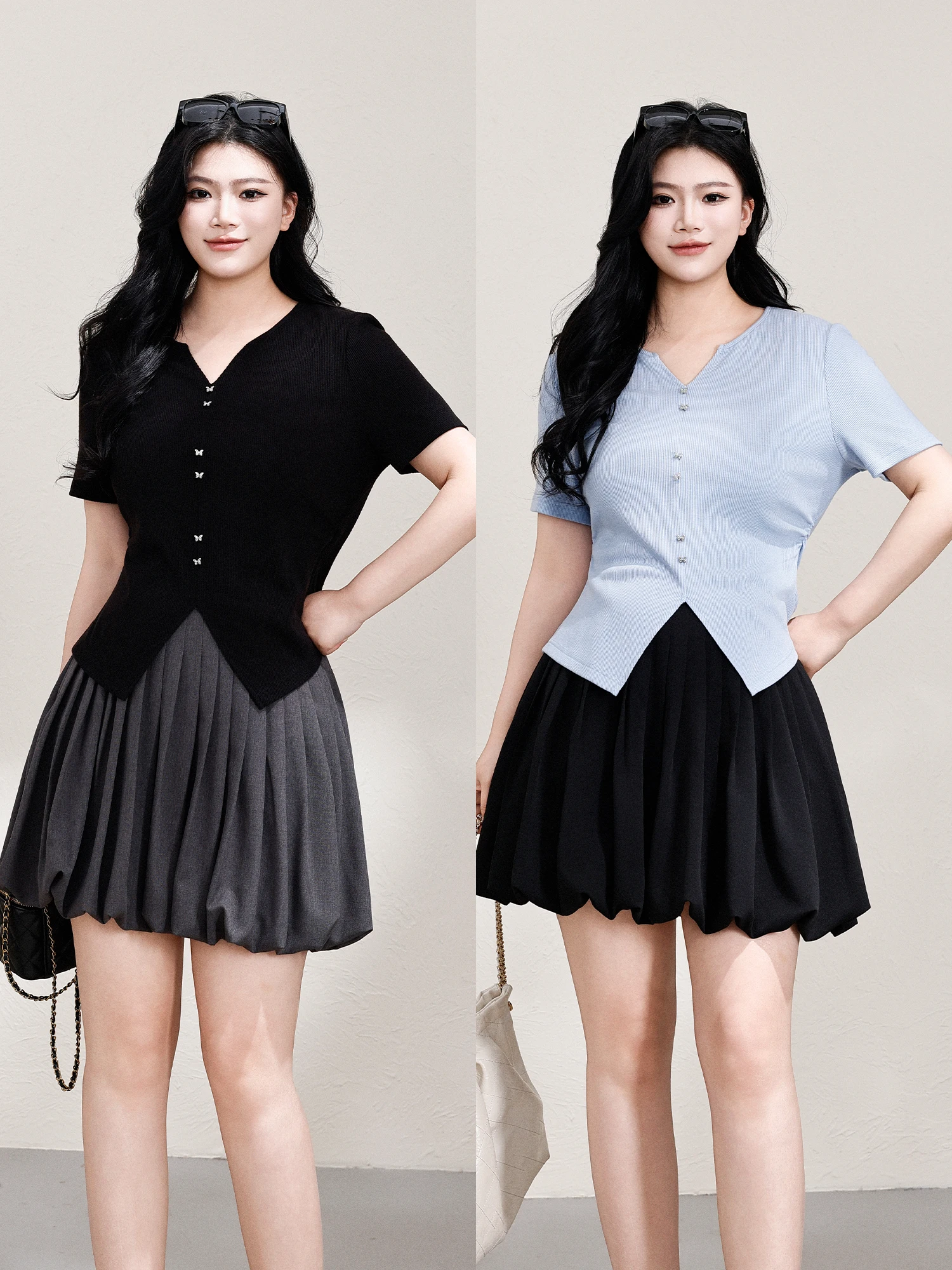 

Женский укороченный трикотажный топ Slim Fit с V-образным вырезом, эластичный, с металлической пряжкой, повседневная футболка из смесового полиэстера для лета