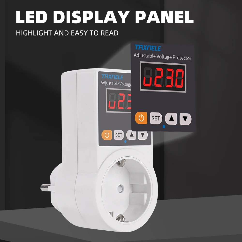 AC 220V 16A Protettore di alimentazione regolabile Tensione di protezione Scava protezione della protezione della tensione automatica Universal/UK/US/ EU (EU Con display AC 220V 16A Protettore di alimentazione regolabile Tensione di protezione Scava protezione della protezione della tensione automatica Universal/UK/US/ EU (EU Con display