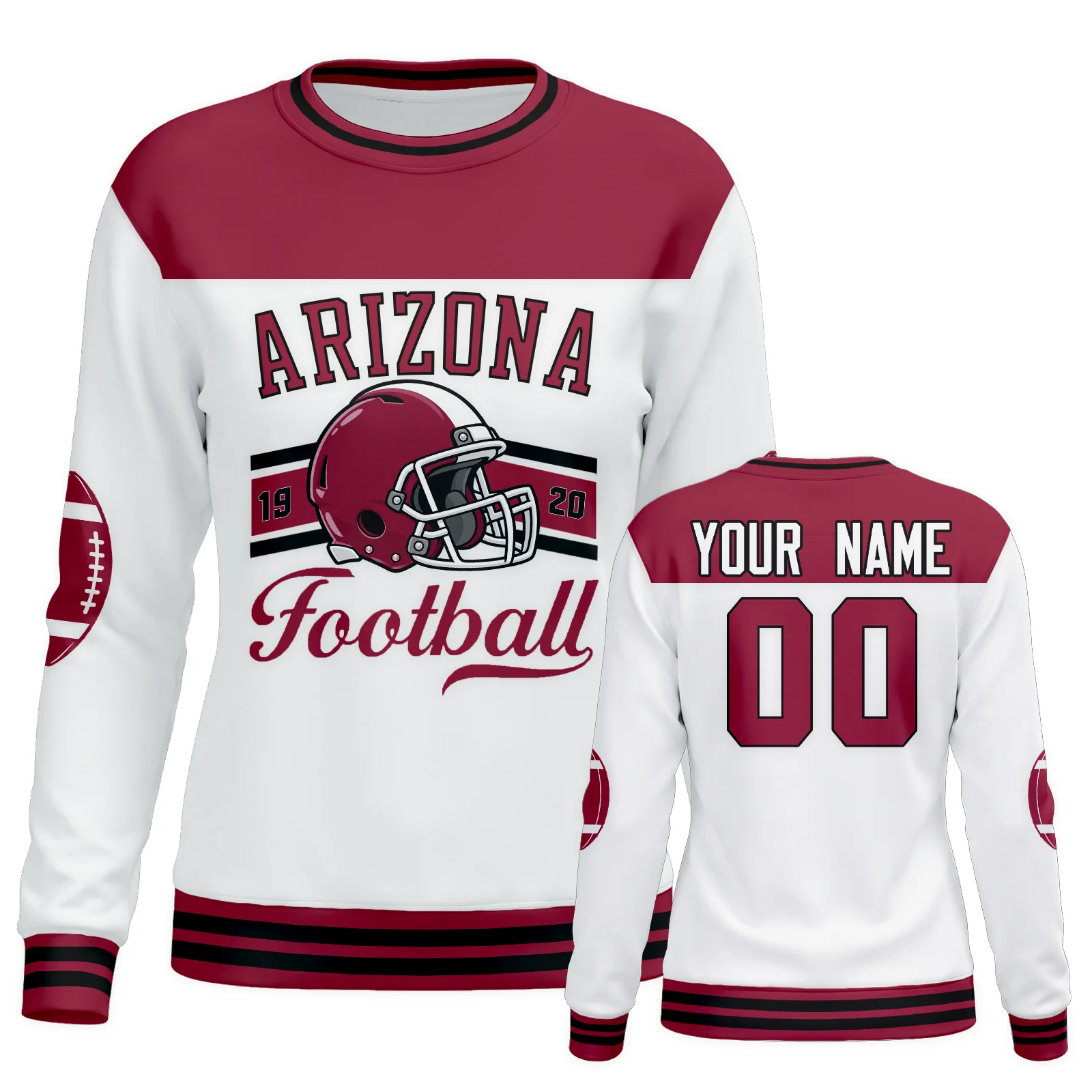 Custom Arizona City Sweatshirt for Women, Personalized Name Number Logo Crewneck Sweatshirt, Game Day Football Sweatshirt