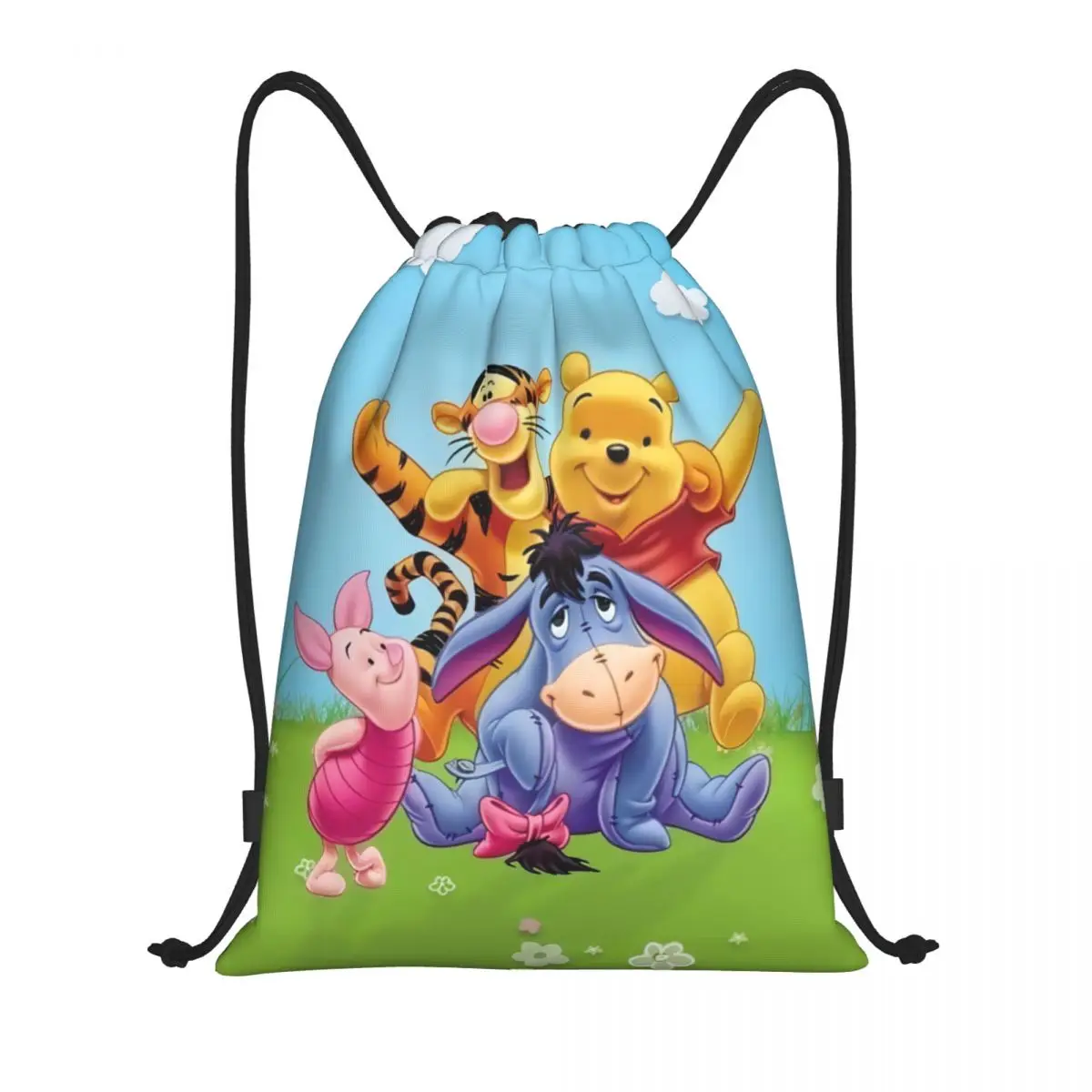 Custom Cartoon Bear Winnie The Pooh Drawstring Backpack Bags Women Men Lightweight Gym Sports Sackpack Sacks for Training