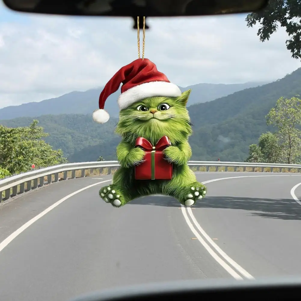 

Automobile Pendant Car Decoration Cute Green Cat Car Hanging Ornament Wooden Christmas Tree Decorations Set Unique Home