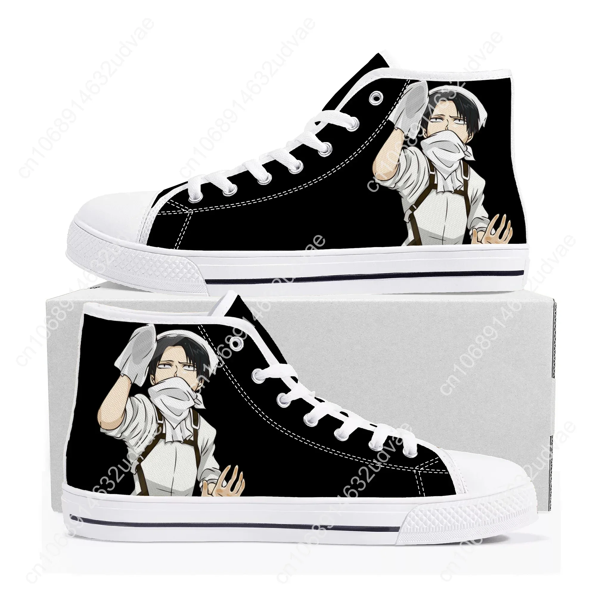 Attack on Titan Levi Ackerman High Top Sneakers High Quality Mens Womens Teenager Canvas Sneaker Casual Couple Shoes Custom Shoe