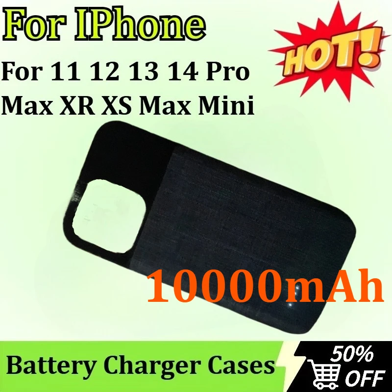 

New 10000mAh for IPhone 11 12 13 14 Pro Max XR XS Max Mini Portable Charging Cover Back Clip Power Bank Battery Charger Case