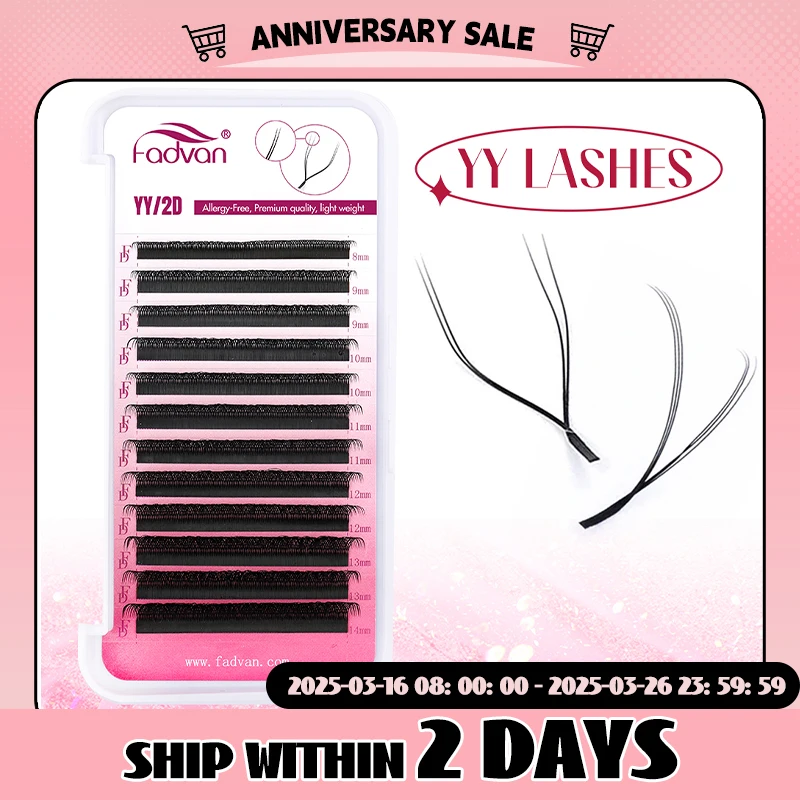 FADVAN YY Shape Eyelashes Extension Soft Premium False Eyelashes individual Makeup Black Crisscross Beauty