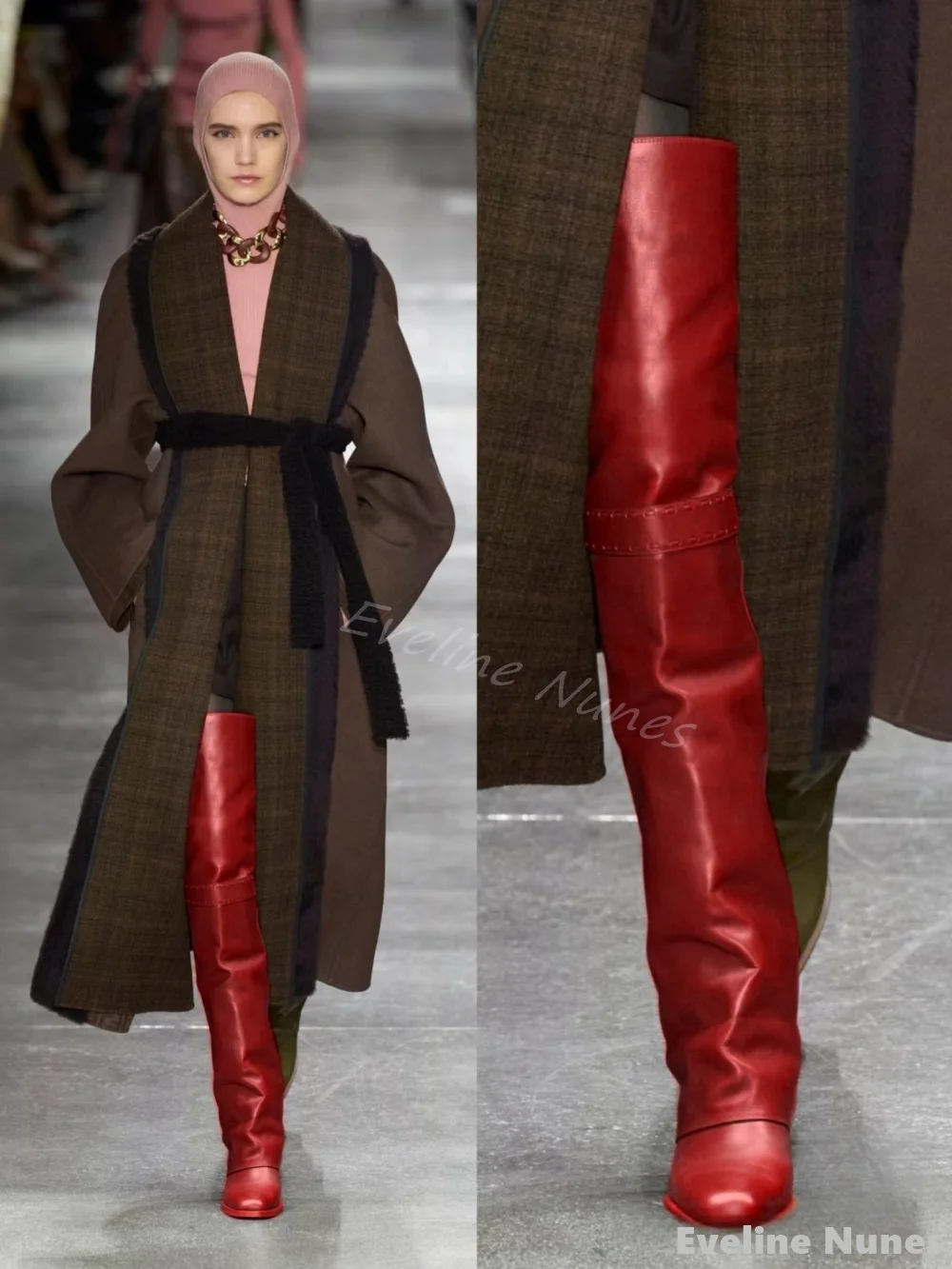 Straight Hem Over-the-knee Boots Women Fashion Solid Square Toe Chunky Heel Long Boots 2025 Retro Large Size Catwalk Knight Boot