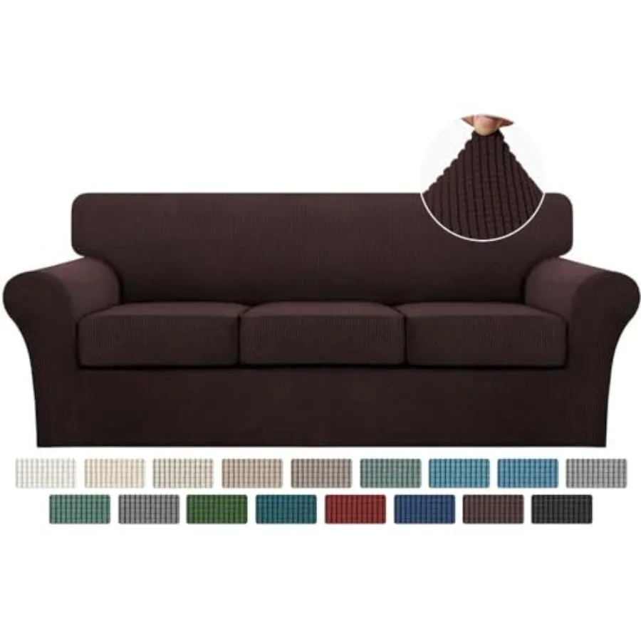 

4 Piece Sofa Covers For 3 Cushion Couch Sofa Slipcover Soft Couch Cover For Dogs-Washable Sofa Furniture Covers With 3 Individu