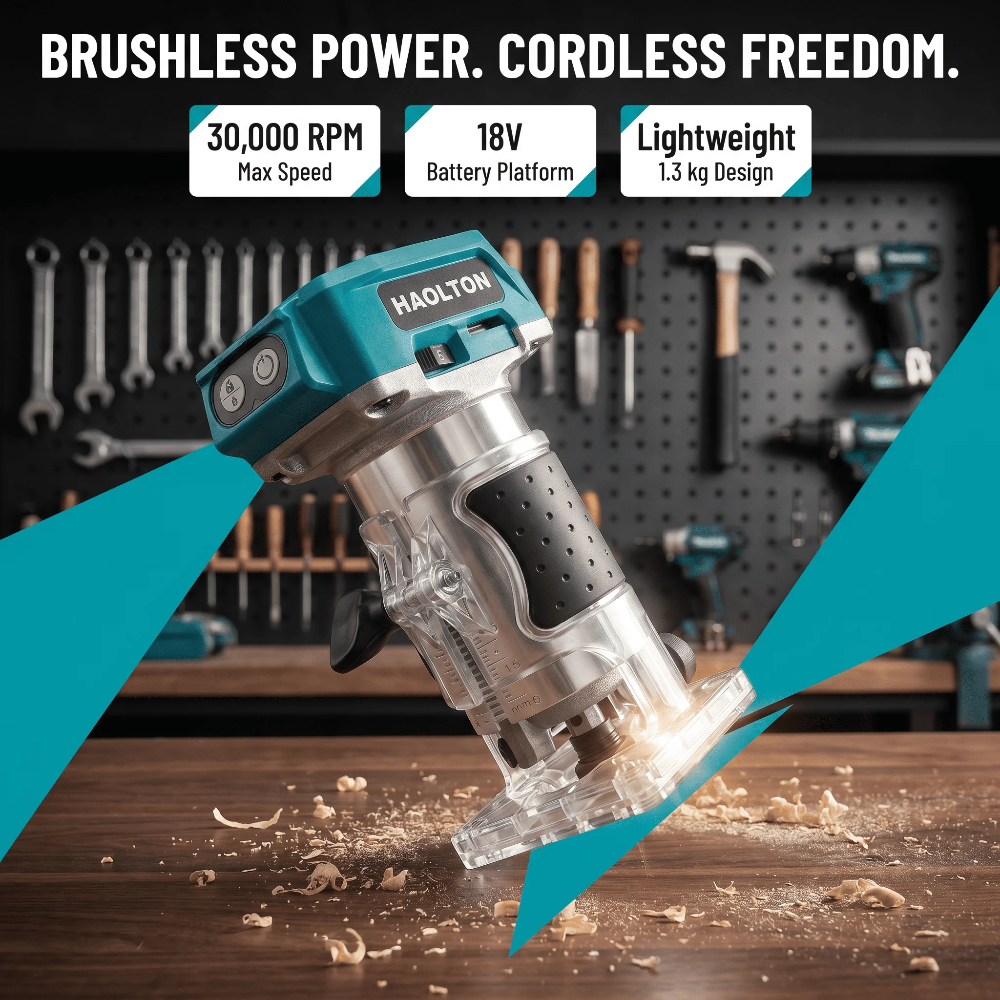 For Makita 18V Battery 30000RPM Brushless Cordless Wood Router, 1/4