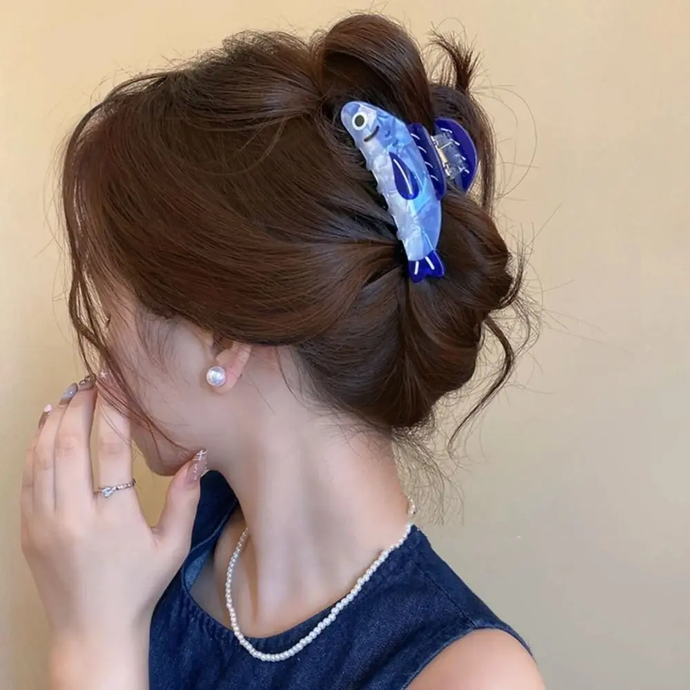 

Hairpin Ocean Sardine Hair Clip Geometry Acrylic Large Hair Claw Hair Accessories Korean Style Headwear Plastic Grab Clip Travel