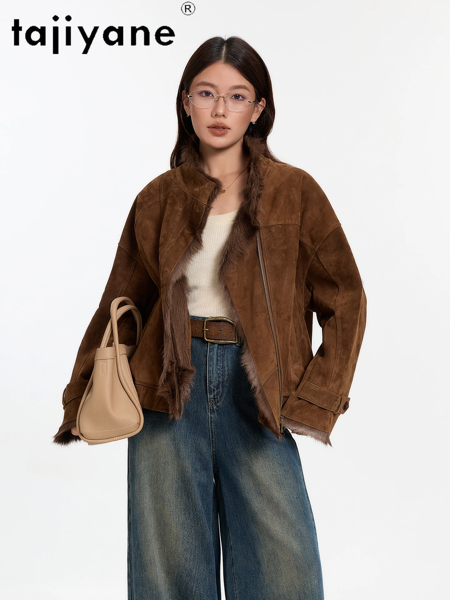 เสื้อแจ็คเก็ตขนแกะแท้ TAJIYANE แบบธรรมชาติจากทัสคานี พร้อมขนแกะติดตัว เสื้อแจ็คเก็ตขนสั้นแท้สำหรับผู้หญิง เสื้อผ้าคุณภาพสูงสำหรับฤดูหนาว ปี 2025