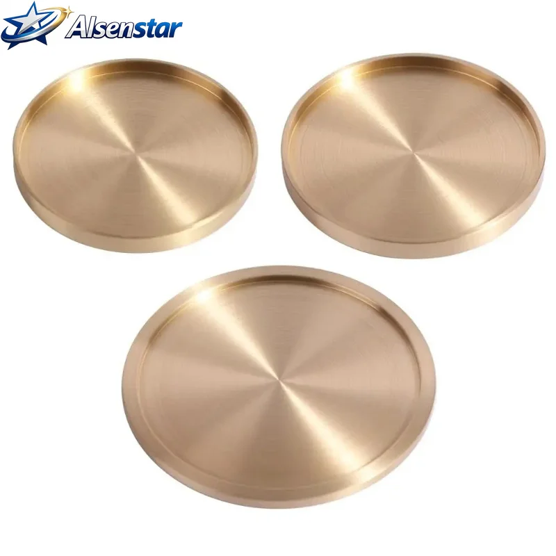 Desk center decoration circular brass cup metal coaster Office heat-resistant home decoration copper cup coaster