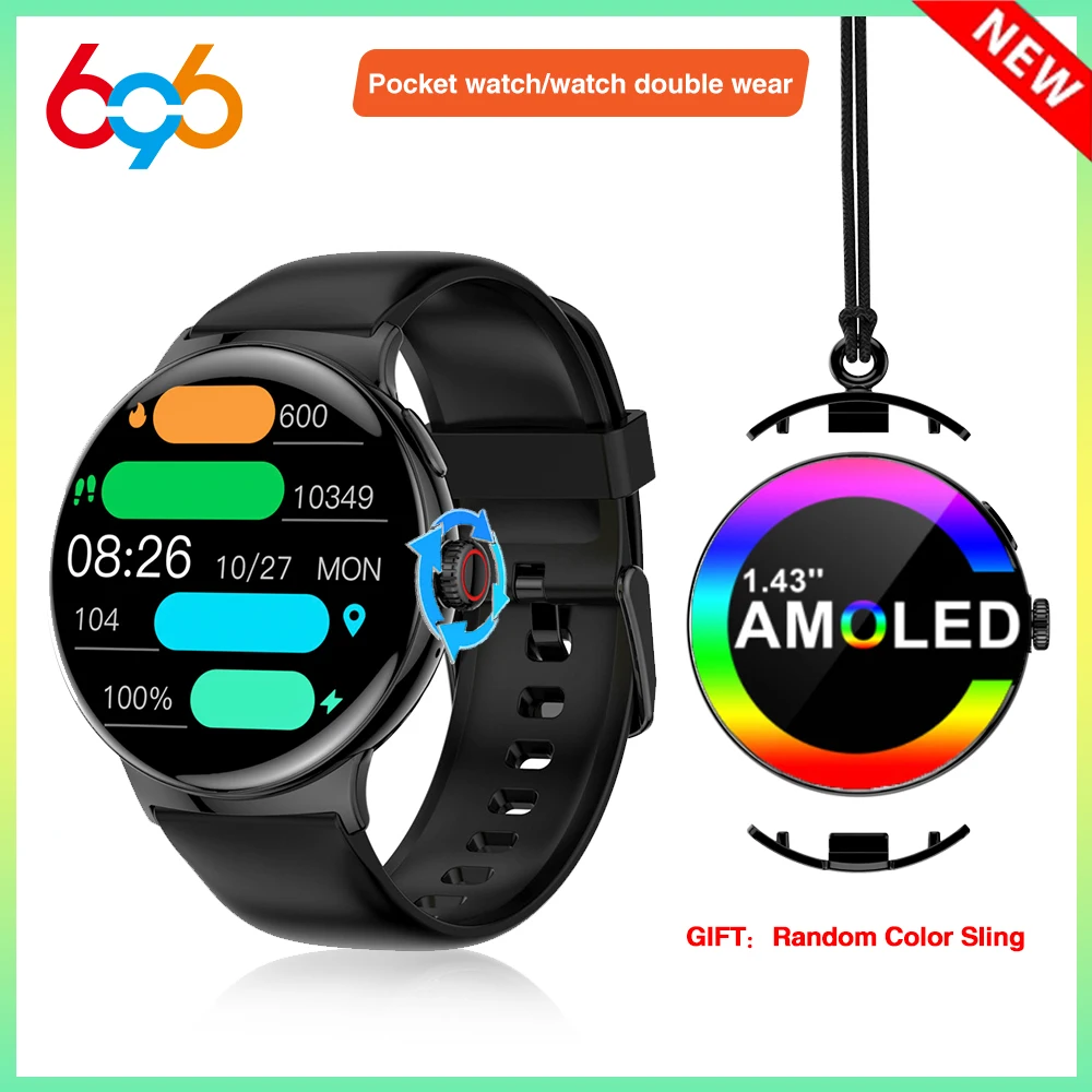 New Blue Tooth Call Smart Watches Men AMOLED Screen Waterproof Heart Rate Monitor Fitness Tracker Smartwatch Women Pocket Watch