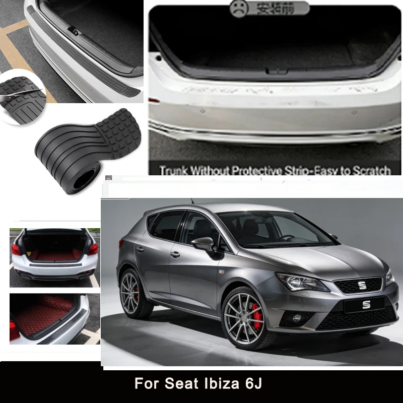 

For Seat Ibiza 6J Rear Trunk Guard Plate Sticker Car Rear Bumper Trim Anti-Kicked Scratch Protector Sticker Strip
