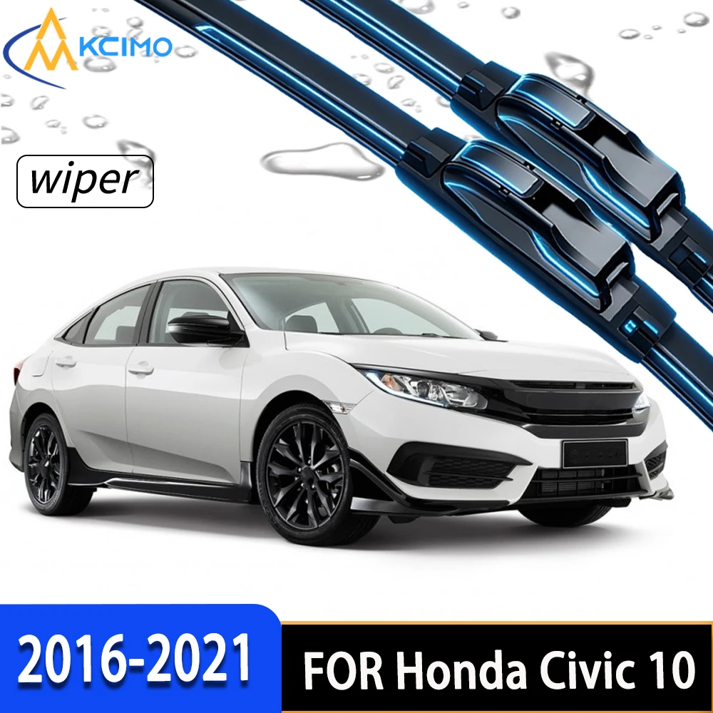

Durable Rubber Front Windscreen Wiper Blades, Stable Performance Under All Weather Conditions for Honda Civic 10 FC FK 2016-2021