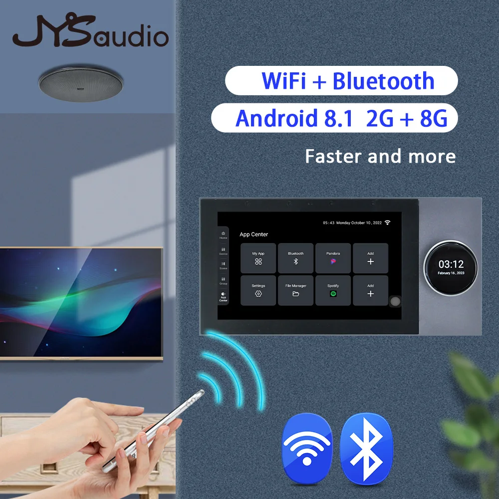 Zestaw audio inteligentne kino domowe TUYA ścienny wzmacniacz dźwięku WiFi ekran dotykowy Android wzmacniacz mocy Bluetooth 6 "stereofoniczny głośnik sufitowy