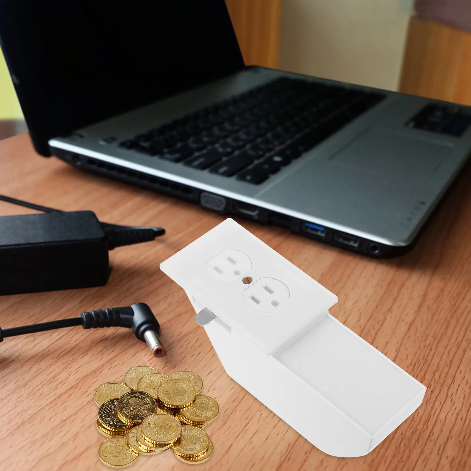 模擬ソケット型キーボックス-壁掛け式キーセーフ-ロックボックス-隠しソケット収納容器-鍵、現金、貴重品用-室内・屋外用