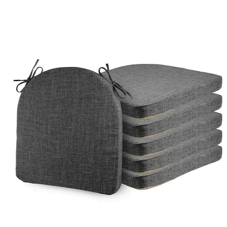 

Set of 6 Chair Cushions for Dining Chairs Non Slip Seat Cushion with Ties and Machine Washable Cover Foam Kitchen Chair Pads Ind