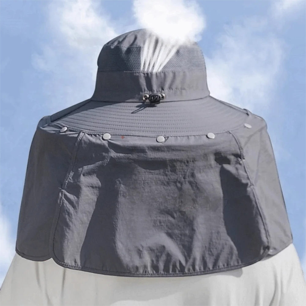 

Fashion Cloth Men Sun Hat Neck Protection Removable Shawl Summer Bucket Hat With Lanyard Sunscreen Fisherman Hat Women