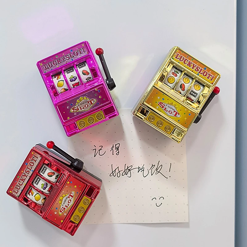 Magnets for Fridge Macau Slot Machine Refrigerator Sticker Lucky 777 Fruit Machine Fridge Magnets Mini Lottery Machine Model