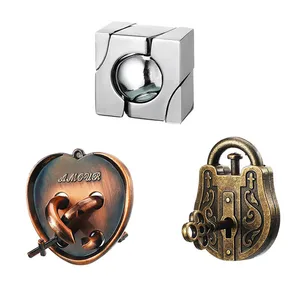 Metal Puzzle Solution Unlock Toy, Quebra-cabeça, IQ Challenge Games para crianças e adultos, conjunto 3pcs 10 principais vendas trocador anatomico bebe - №6