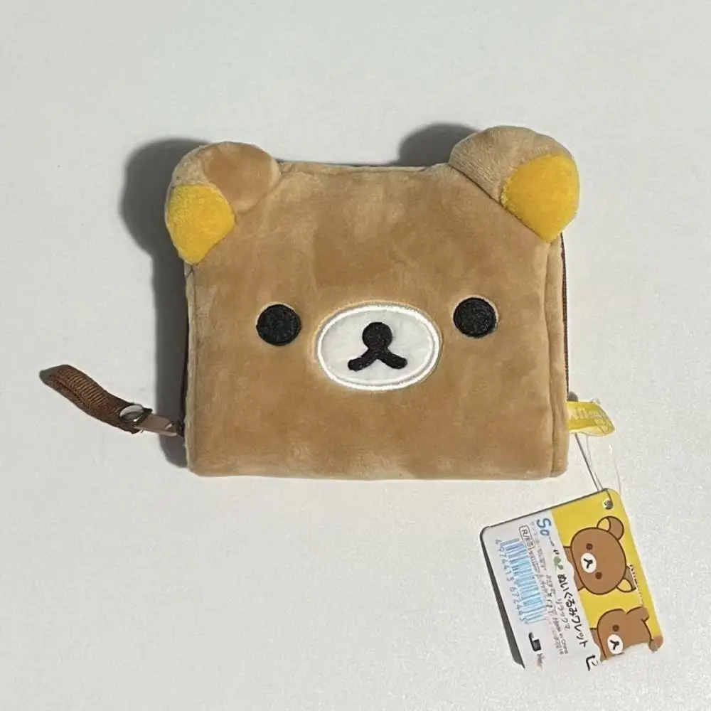 Japanese anime Rilakkuma Classic style flannelette zipper coin purse cute Card bag Short Wallet Cartoon Storage bag Holiday gift