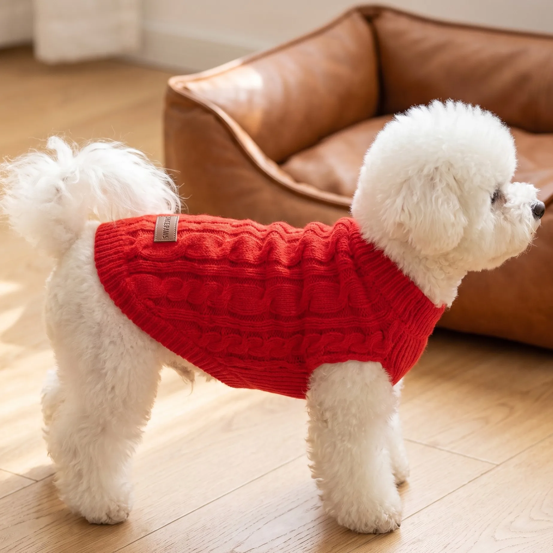 Hundepullover, gestrickte Weste für Haustiere, geflochtene Hundekleidung im Stil von „Fried Dough Twists“, warmer Mantel für Haustiere für Herbst und Winter, Kleidung für kleine Hunde. – Detail 5