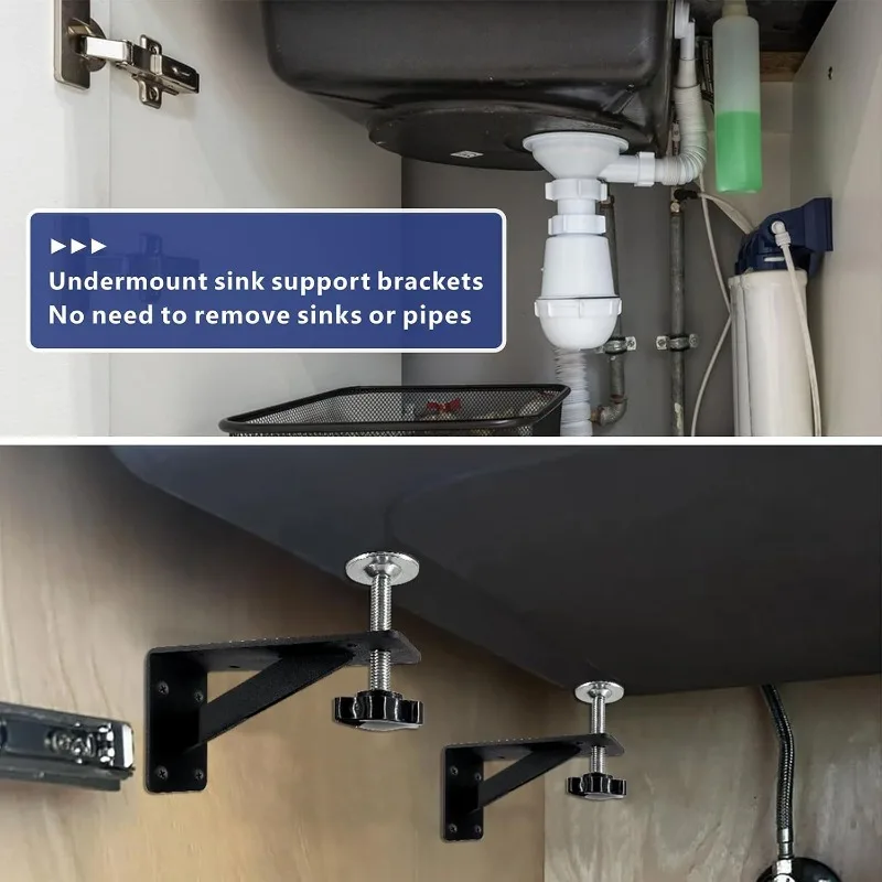 Undermount Sink Support Bracket Repair Kit Heavy Duty Kitchen Sink Holder for Narrow Countertop Installation Product advantages: