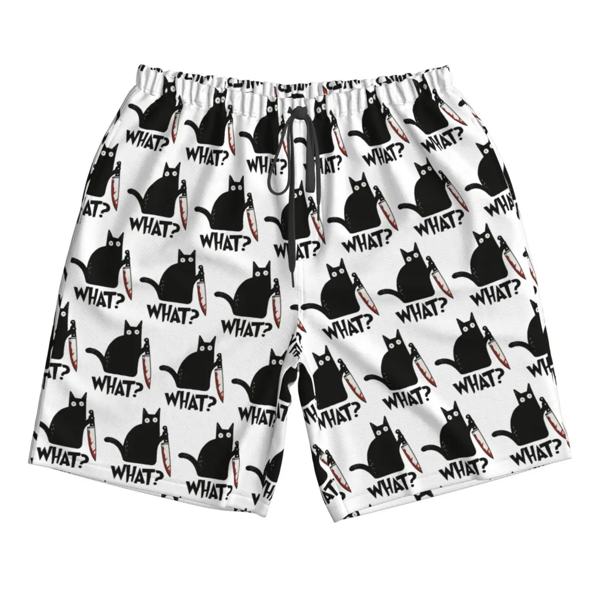 

Cat What Murderous Black Cat With Knife Trunks Beach Board Shorts Casual Quick Dry Swimming Summer Men Pants