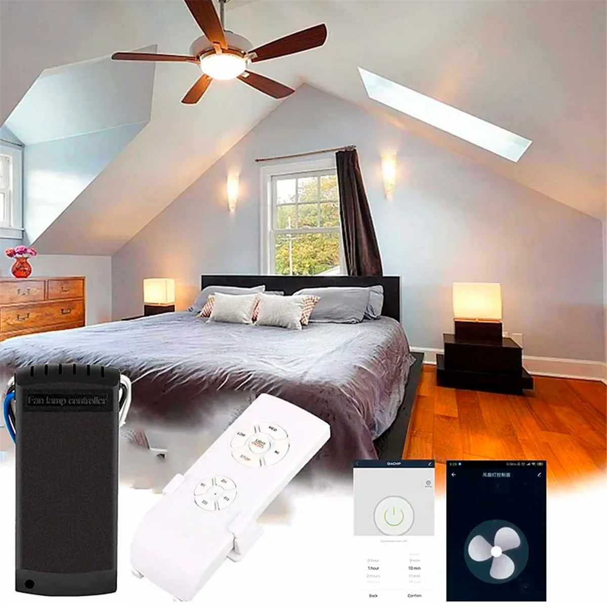 Tuya WiFi Smart Ceiling Fan Remote Control Kit APP Control Smart Home Adjusted Wind Speed for Alexa Home,110V