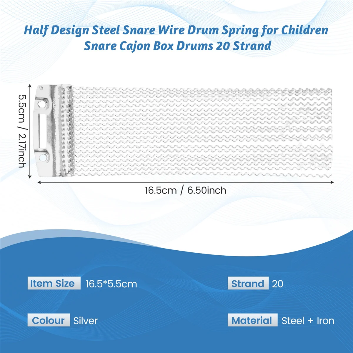 

ABAZJ Half Design Steel Snare Wire Drum Spring for Children Snare Cajon Box Drums 20 Strand