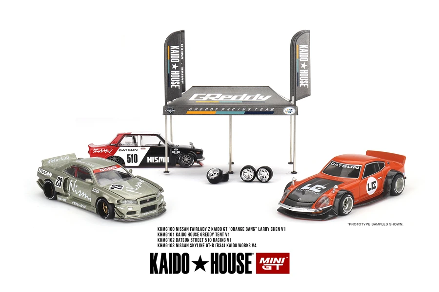 Kaido House + MINIGT 1/64 Nissan Skyline GT-R (R34)(R33) Honda NSX