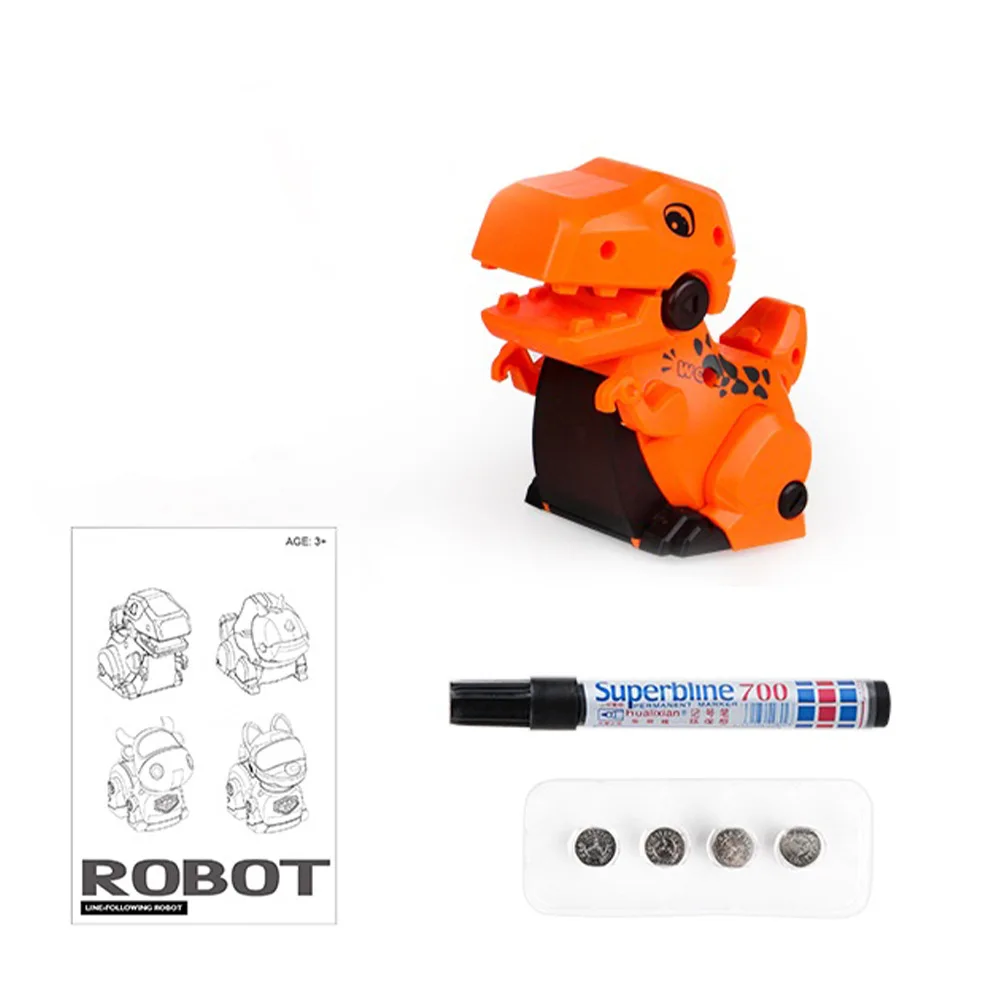 Leuk en leuk dinosaurusspeelgoed met lijntracing, zintuiglijke tracking muziek dinosaurus kinderwagen voor vroeg onderwijs