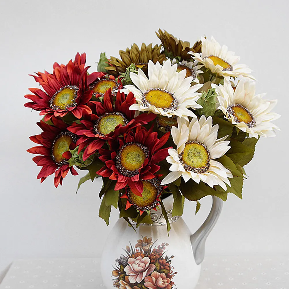 

1Pcs Simulation Sunflower Ornament Exquisite European Style Rustic Wedding Party Home Decoration Floral Bouquet